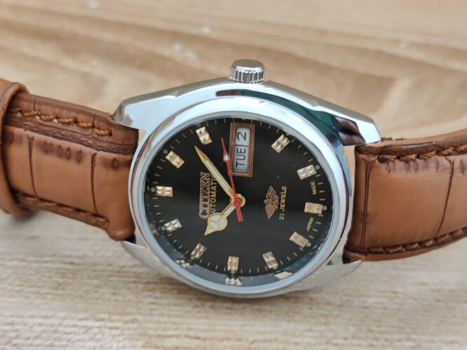 Vintage Citizen Automatic Japan Made Black Dial Day/ Date Men’s Wrist Good Watch