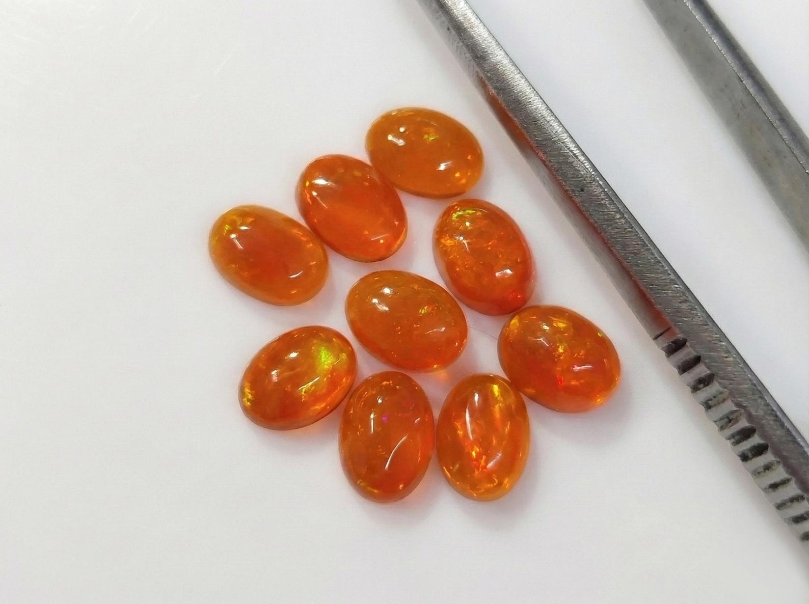 Natural Orange Ethopian Opal Oval Cabochon 3x5mm To 8x10mm Loose Gemstone