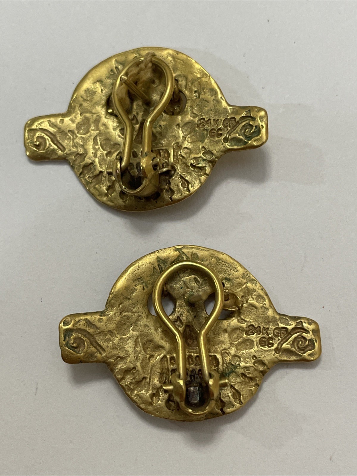 24K GP Mask Earrings Omega Back