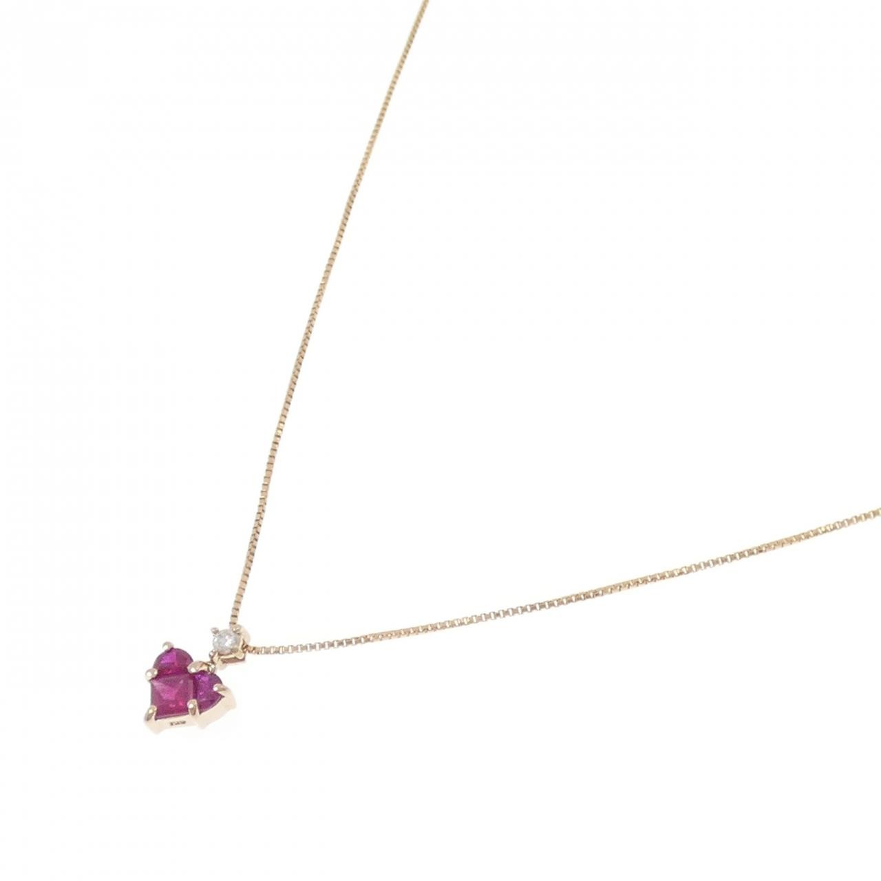 Authentic K18PG Heart Ruby Necklace #270-004-147-2849