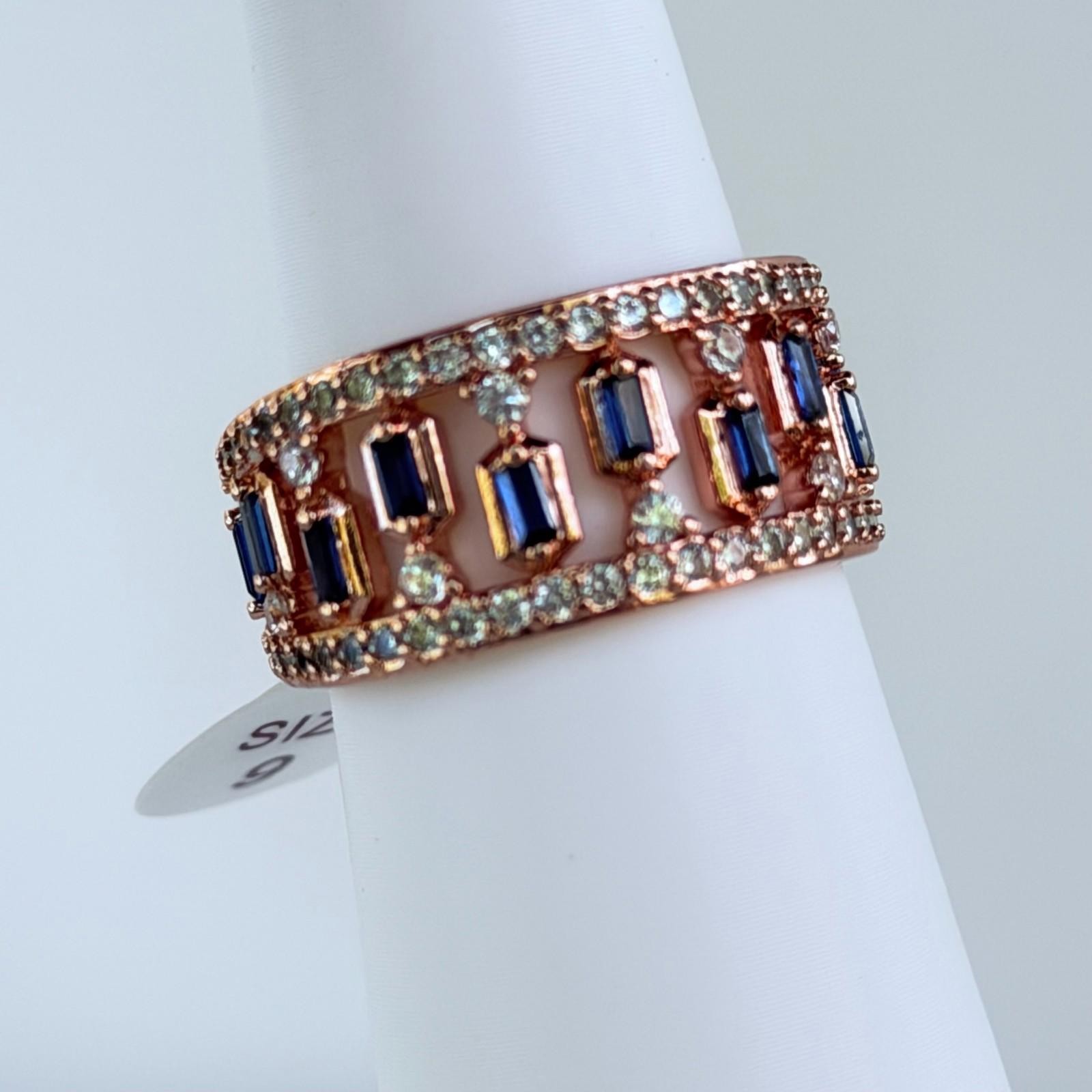 Bomb Party September Ring Sz 9 “Love In the Space Between” LC Sapphire Rose Gold