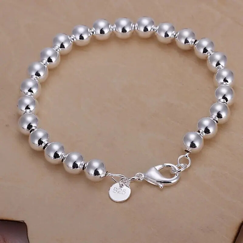 2× Silver Love Cuff Bead Ball Open Bangle Womens Jewelr Charm Bracelet Gift USA
