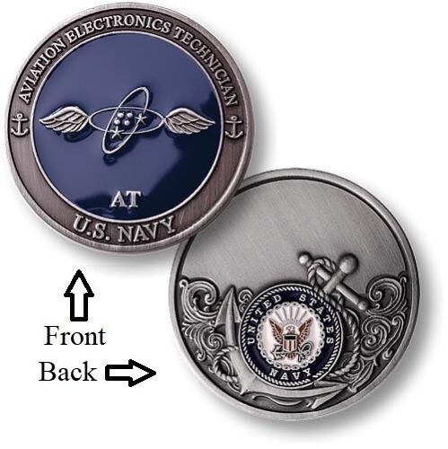 AT = Aviation Electronics Technician ~ Airdale ~ Navy Airman Challenge Coins ~