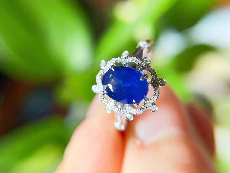 4.70Ct Oval Cut Natural Tanzanite & Diamond Solid 14K White Gold Engagement Ring