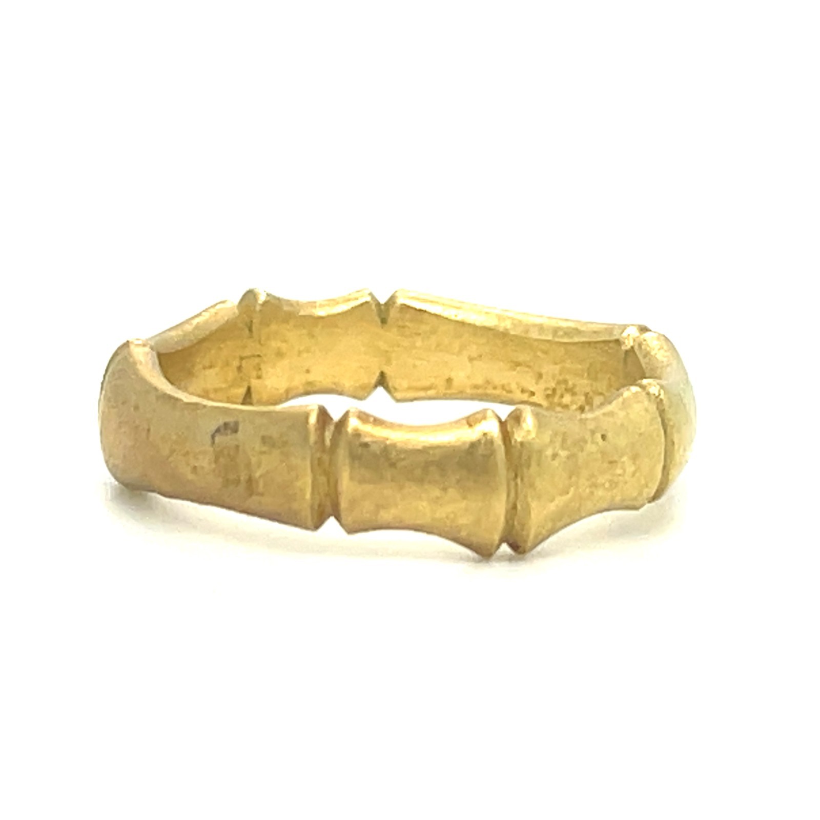 Sterling 18k Yellow Vermeil Bamboo 5 mm Ring w/ 0.27 TCW Diamond Accents Sz 6.5