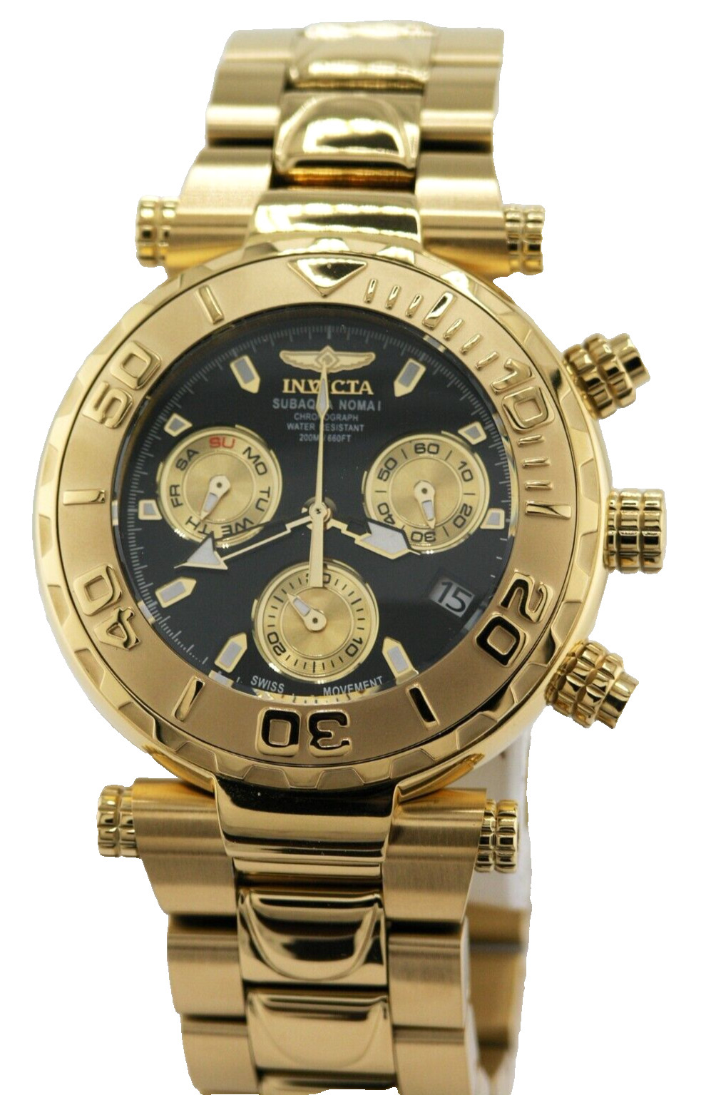 NEW INVICTA 25800 SUBAQUA NOMA I SWISS CHRONOGRAPH GOLD BLACK DIAL WATCH 47MM LE
