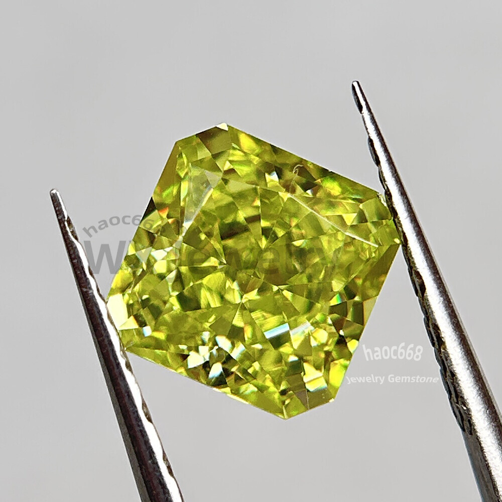 1PC Sq Octangle Ice Cut Olive Yellow Loose Cubic Zirconia for making jewelry