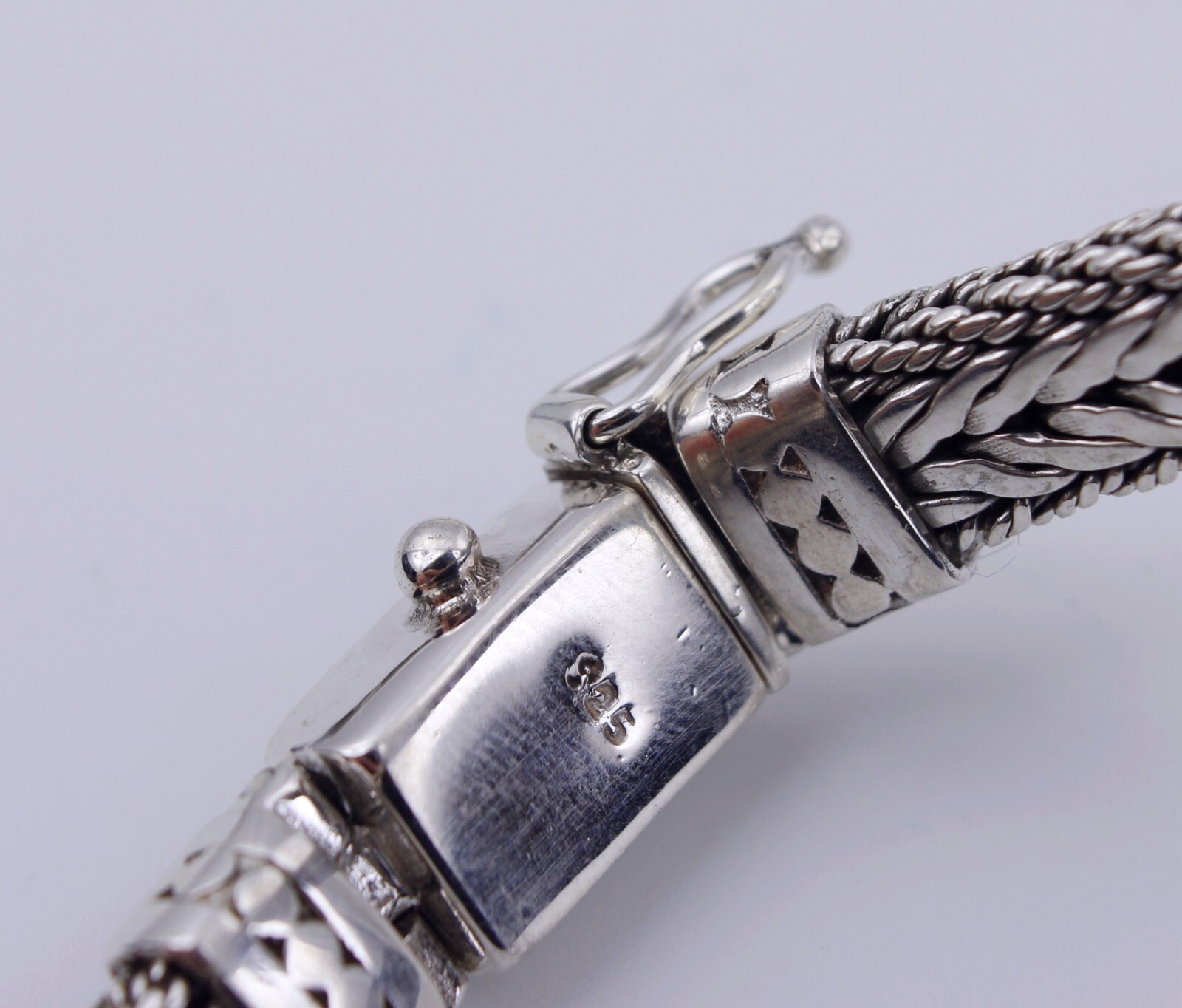 Women Men 925 Sterling Silver 7.6 mm Vintage Braided Chain Hand Bracelet 8.2″