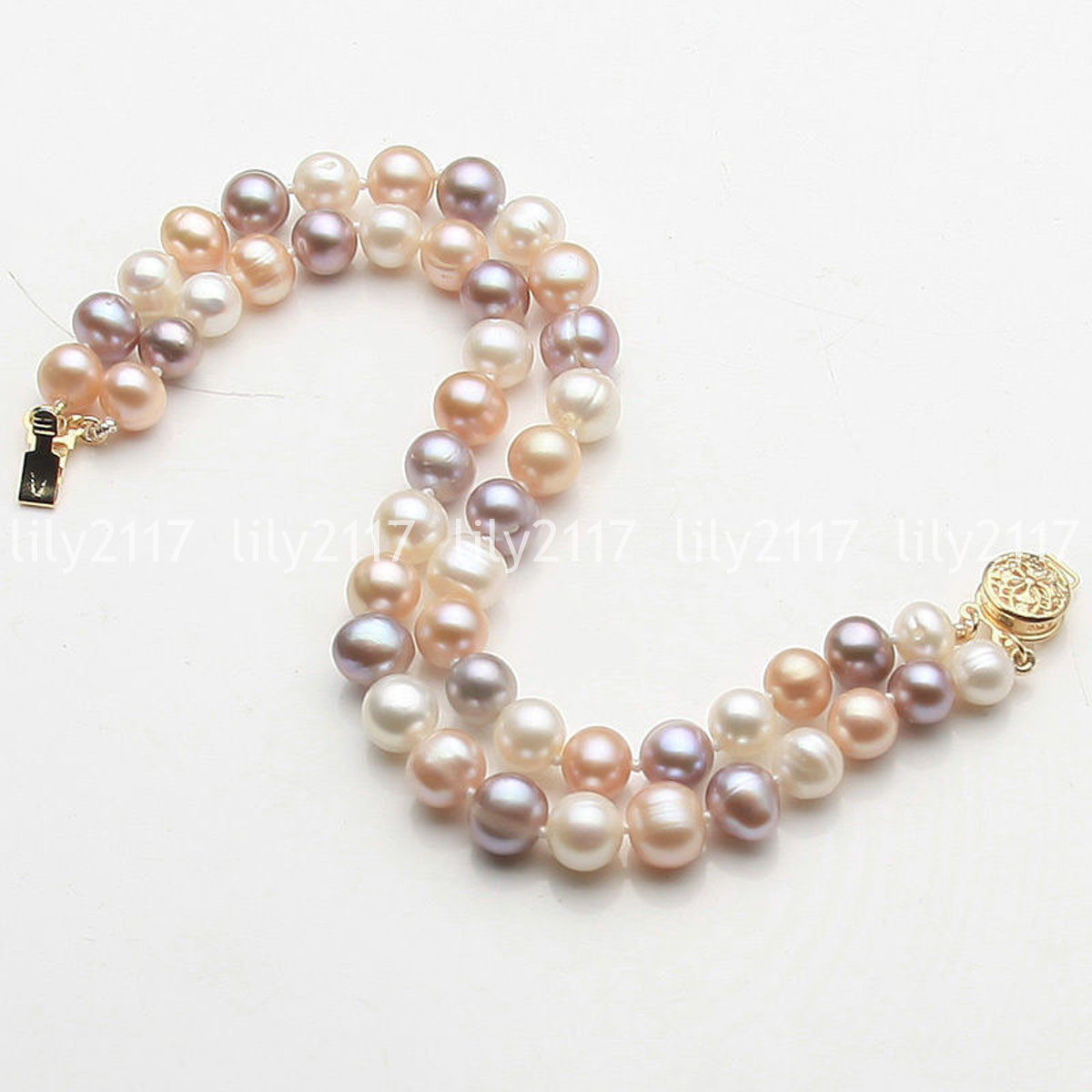 2 Rows Genuine Natural Freshwater Akoya Pearl Beads Bracelet 7.5″ 6-7/7-8/8-9mm