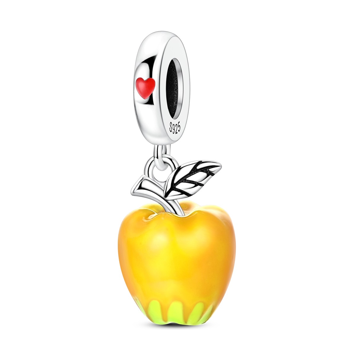 MULA 925 Sterling Silver Charm Enamel Glazed Apple Pendant for Women Bracelet