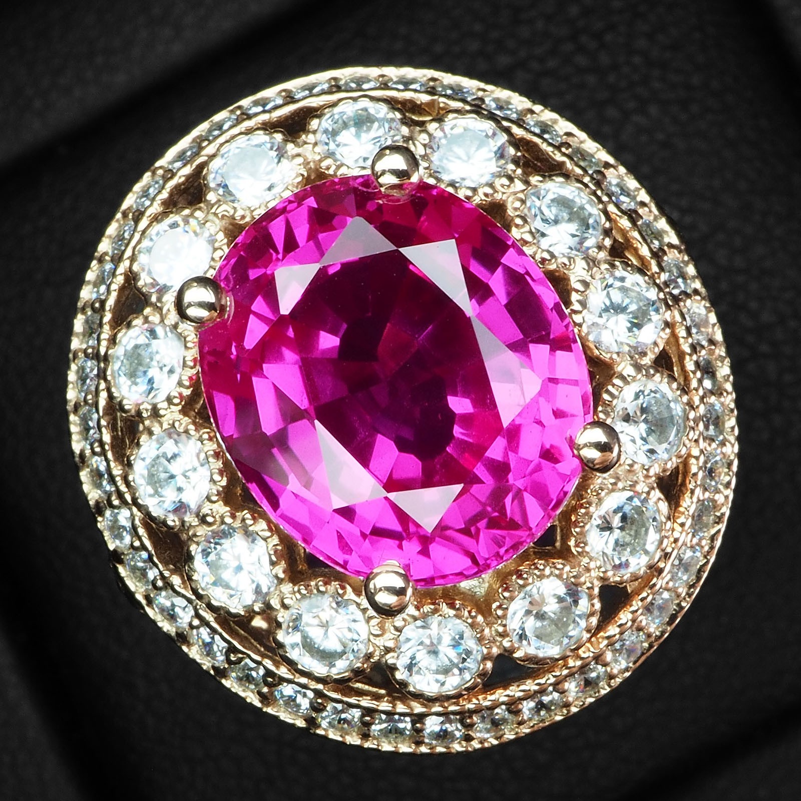 Opulent Magenta Pink Tourmaline Oval 9.05Ct 925 Sterling Silver Rose Gold Rings