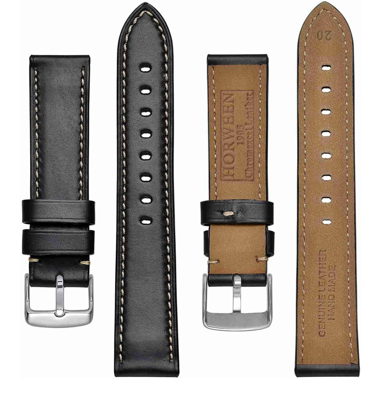 Handmade Thick Leather Antique Horween Vintage Watch Band Strap 18-24mm