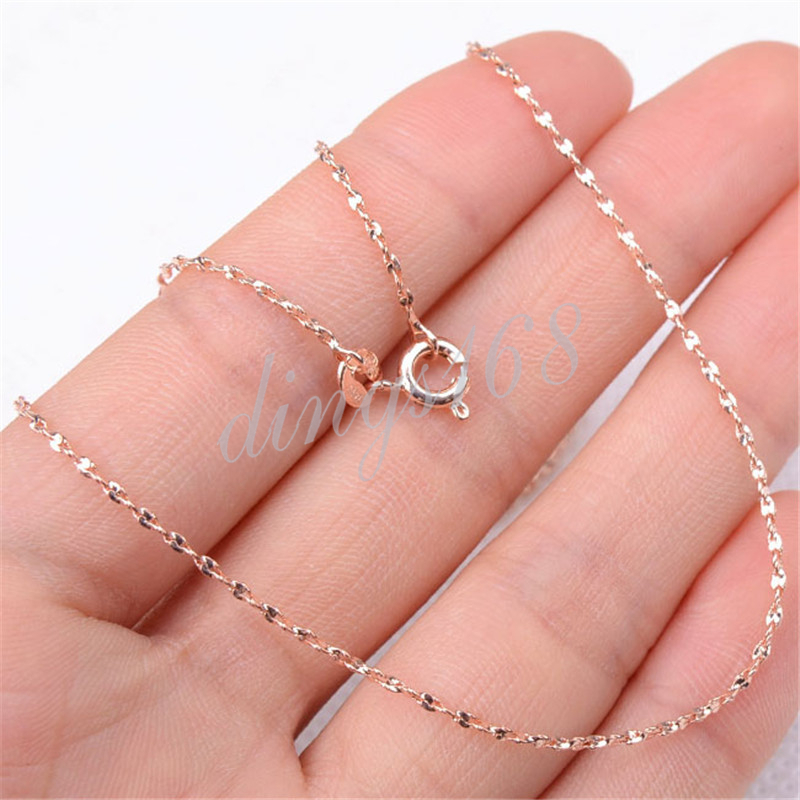 18K Rose Gold Filled Nickle/Lead-Free Shiny Starry 18″ 1mm Thin Chain Necklace
