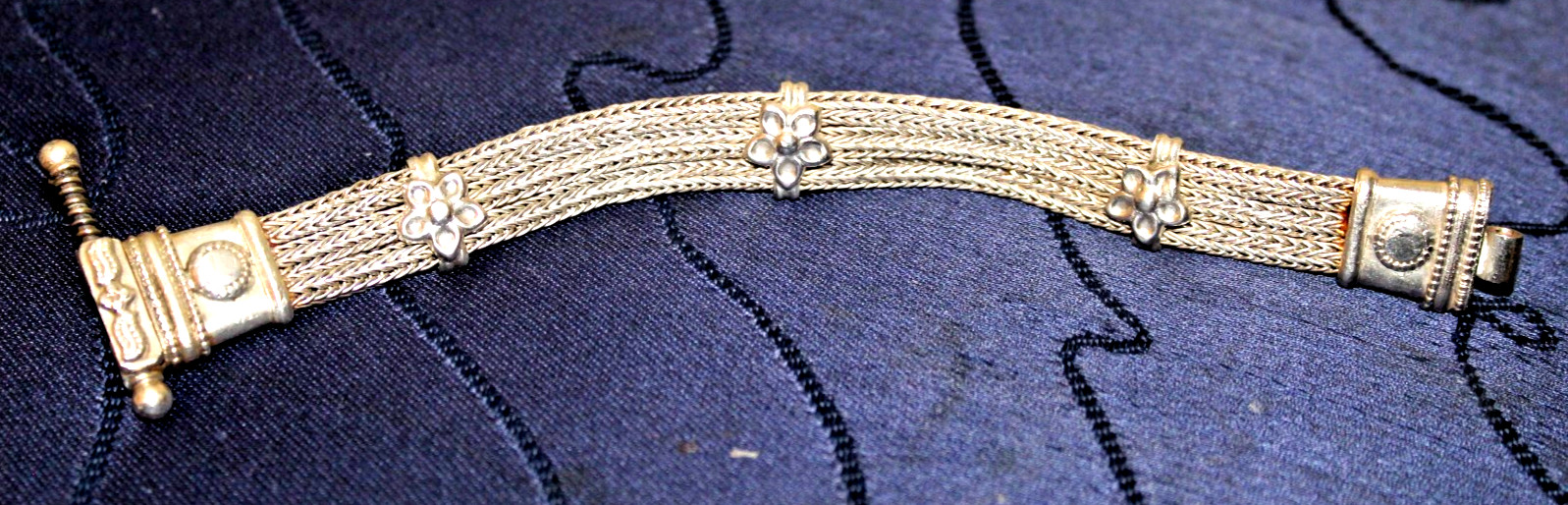 BALI ARTISAN DESAK SUARTI WOVEN 900 SILVER STAITON SCREW CLASP BRACELET 46g