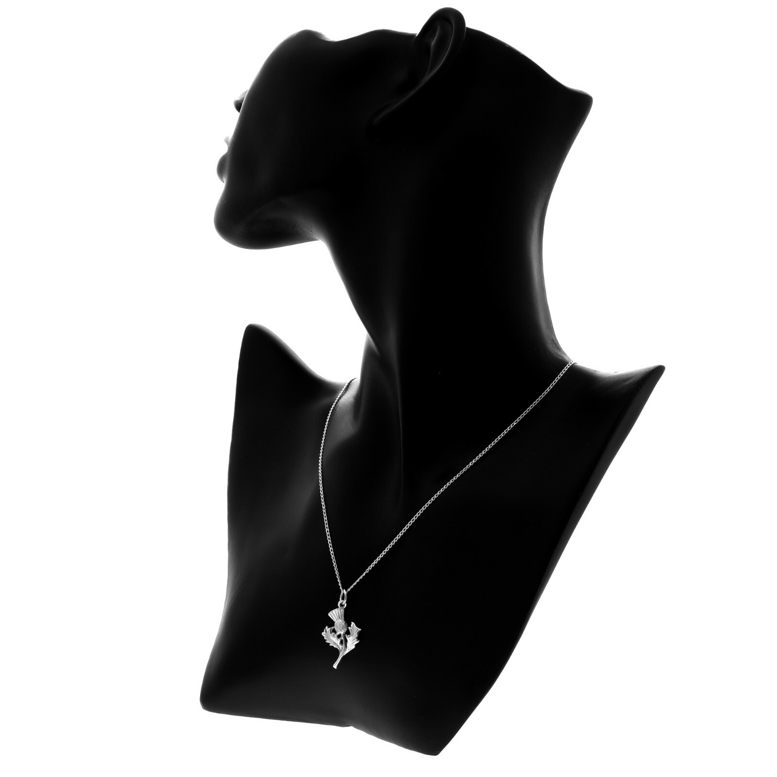Sterling Silver Thistle Pendant with 18″ Silver Chain & Gift Box