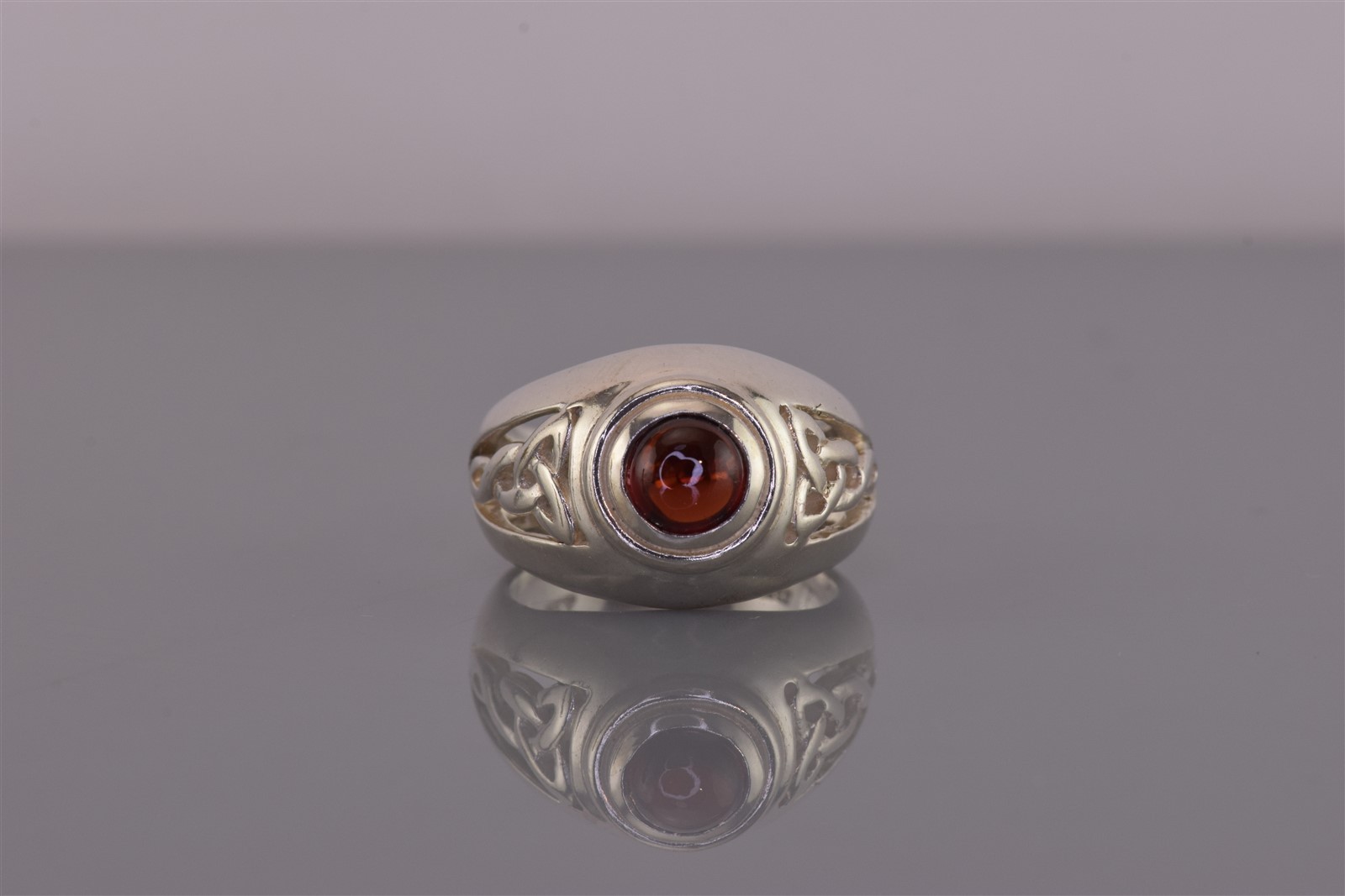 Peter Stone Sterling Silver Red Garnet Open Celtic Knot Band Ring 925 Sz: 5