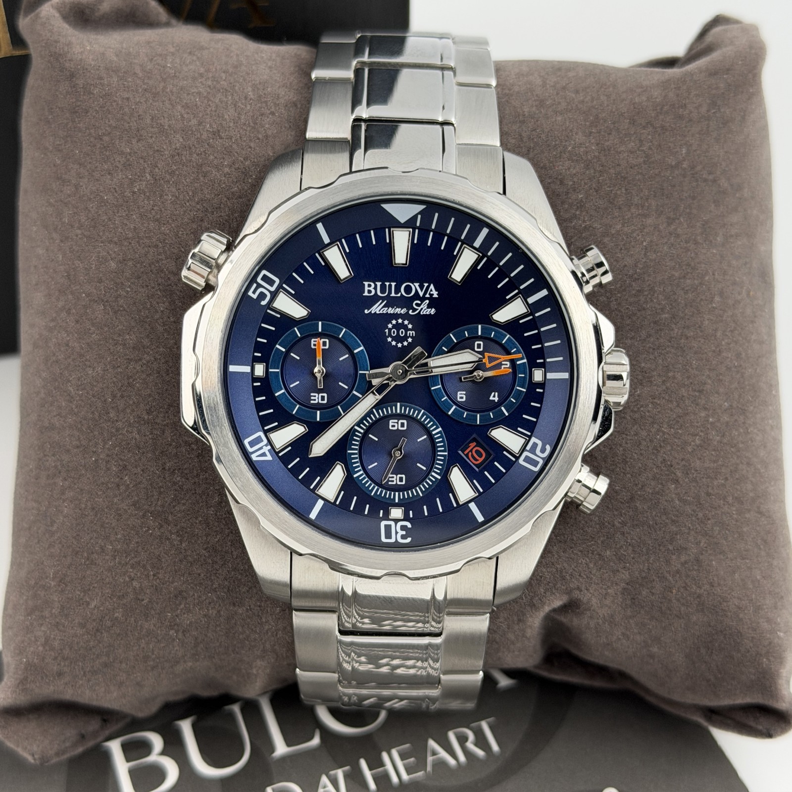 Bulova Marine Star Blue Dial Men’s 96B256 Chronograph Quartz Watch 43mm New