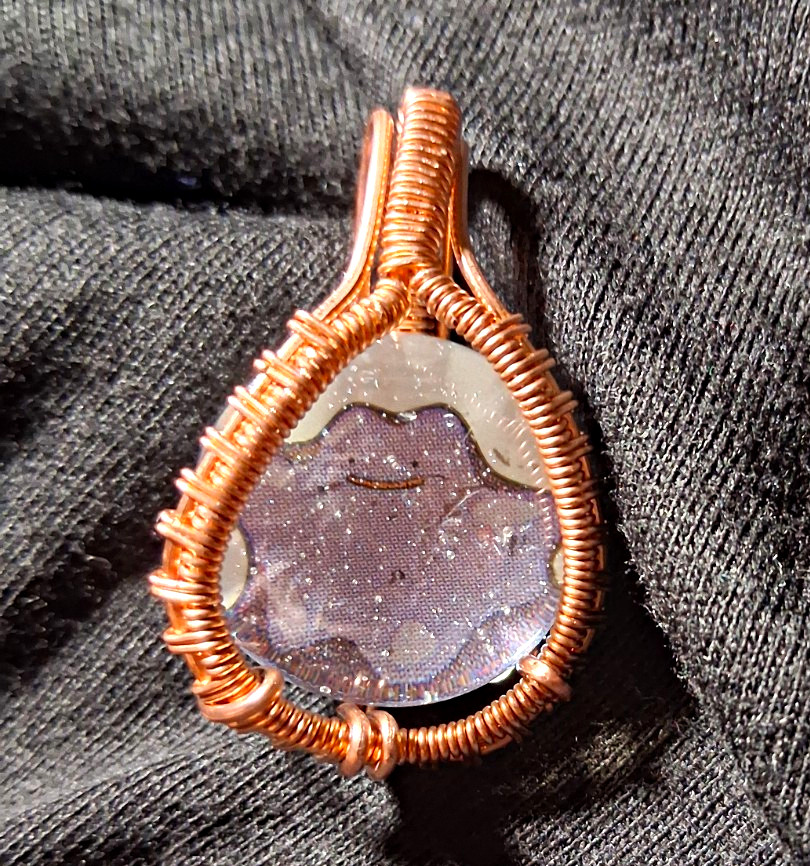 Handcrafted Copper Wire Wrapped Glass Pendant Charm