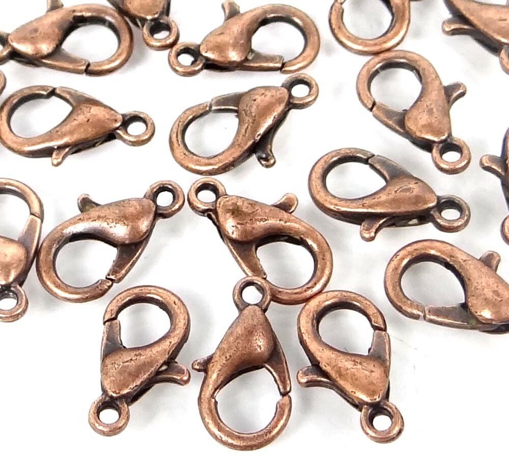 25 Antique Copper Pewter / Alloy Lobster Claw Clasps small 12x6mm