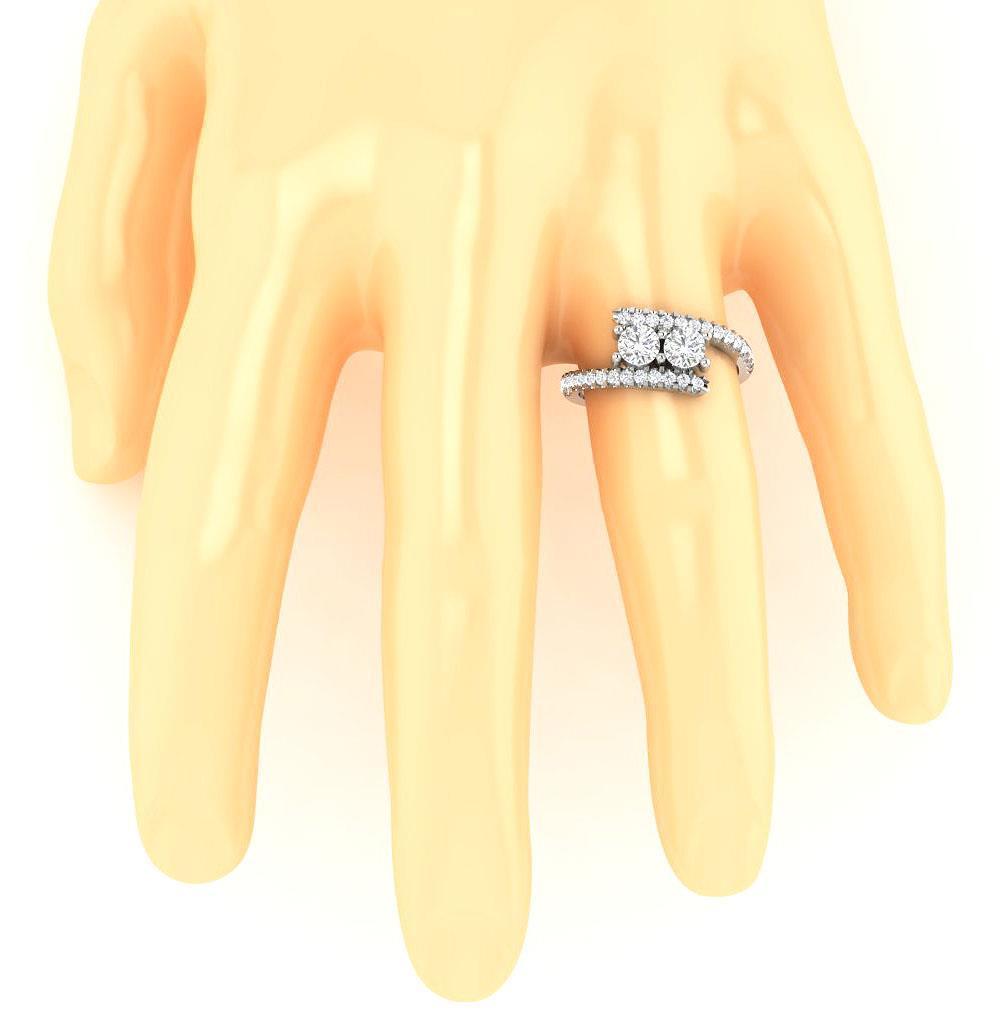 SI1 G 1.15Ct Forever Us 2 Stone Diamond 14K Solid Gold Solitaire Engagement Ring