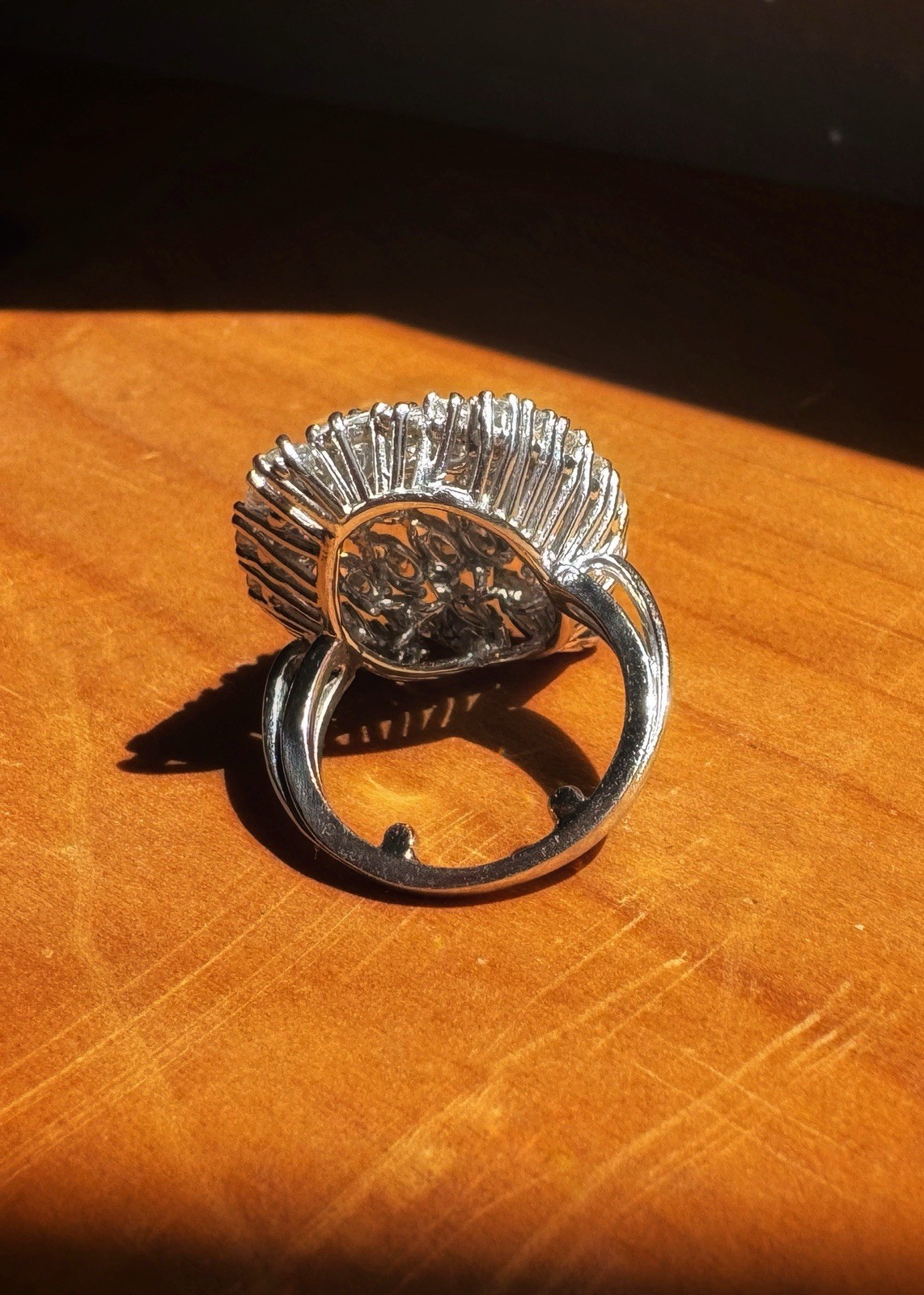 Vintage Platinum and Diamond Cluster Cocktail Ring, 38 Diamonds 4 Carat Total