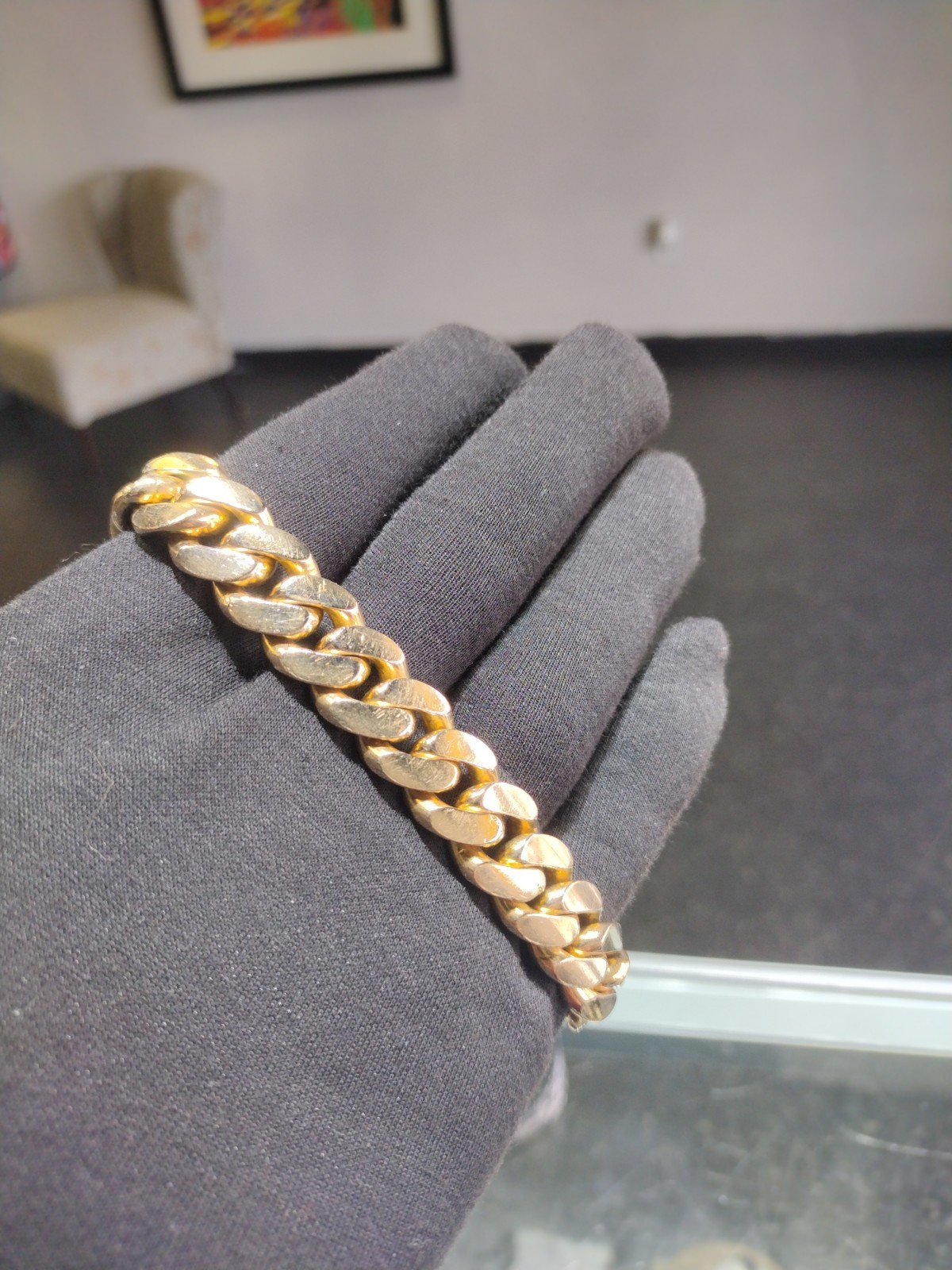 10KT Yellow Gold Cuban Link Bracelet 127.1 Grams 12MM