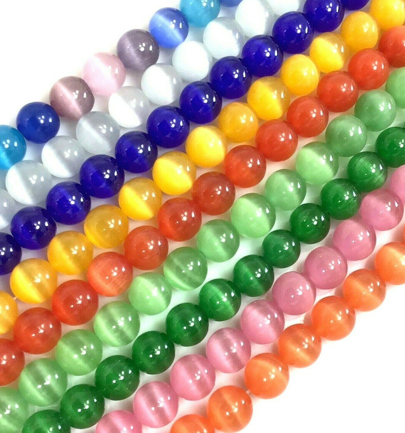 Cat Eye Round Beads 14″ Cat’s Eye Glass 4mm 6mm 8mm 10mm 12mm Loose Craft DIY