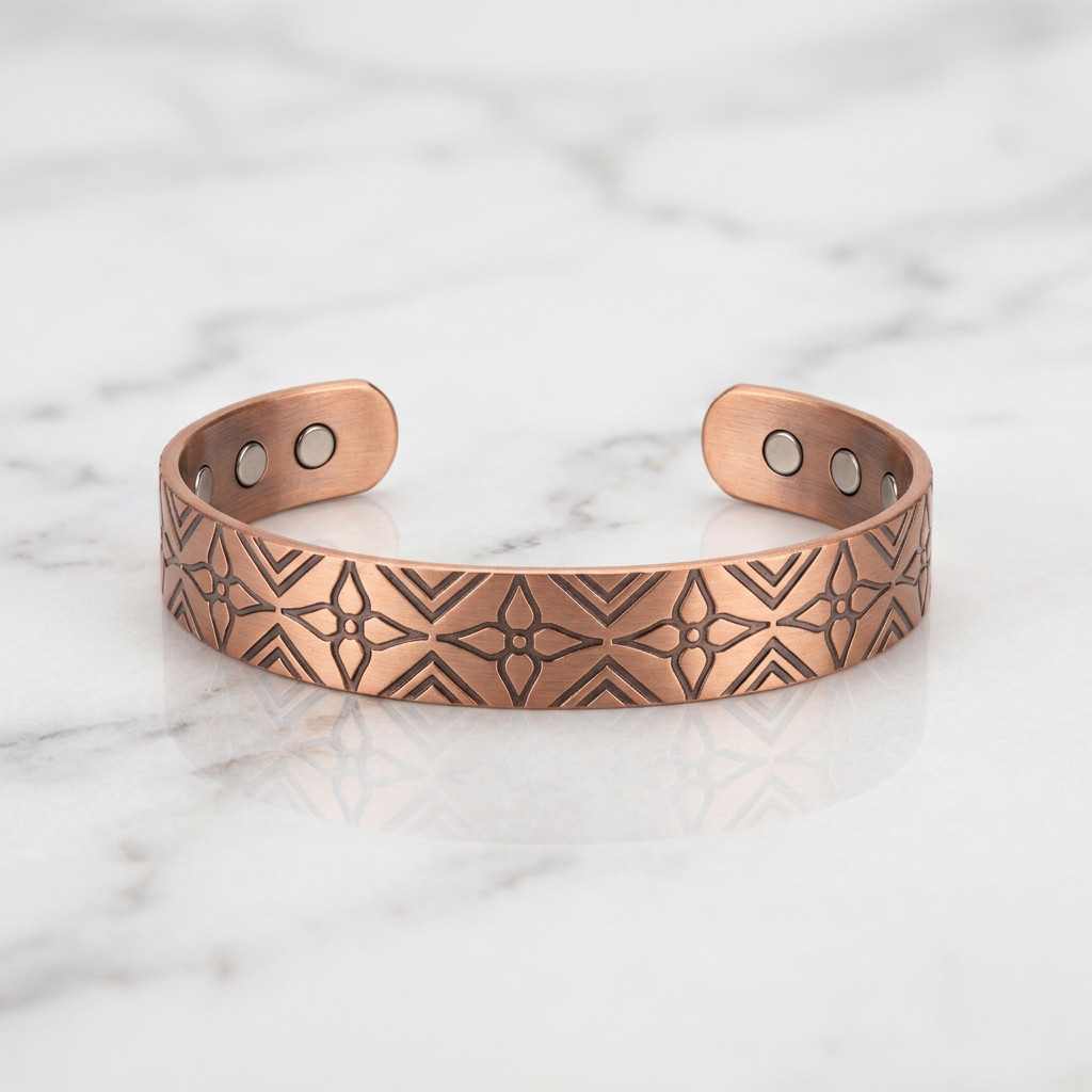 9 Pack Solid Copper Magnetic Bracelet Arthritis Pain Therapy Cuff Set Display