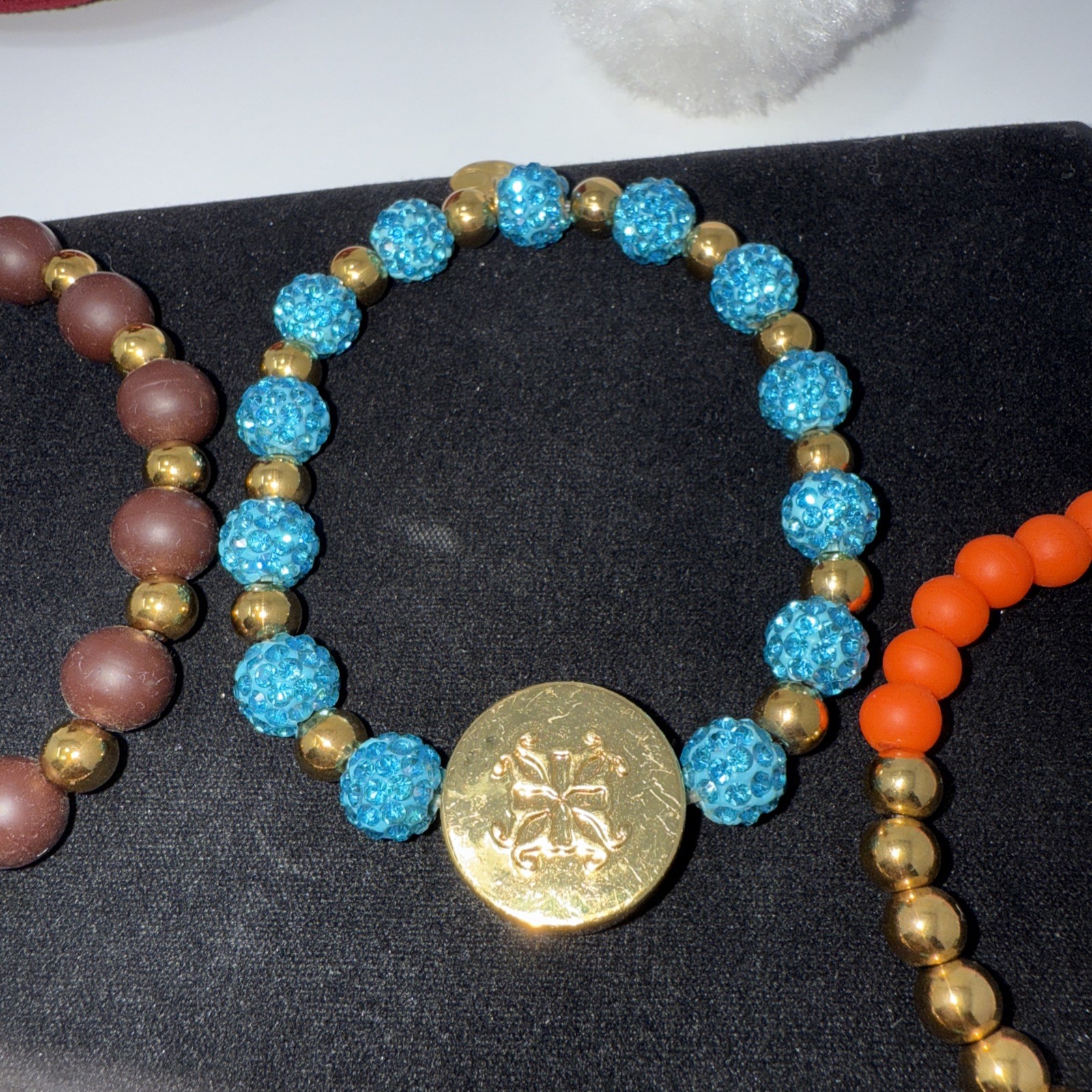 Rustic Cuff Bracelet Set Beaded Charm Stretch Colorful Gold Tone Multicolor Lot