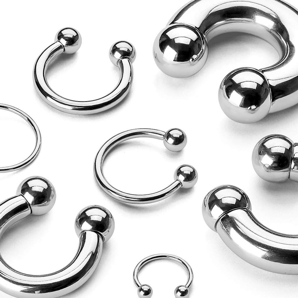 Circular Barbell Externally Threaded Horseshoe Septum, Nipple, PA, Ear Lobe