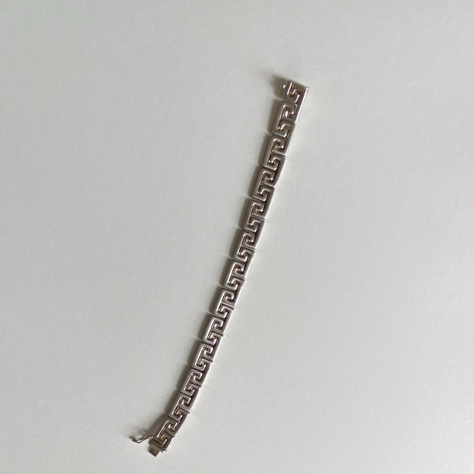 925 milor Italy Greek Key Link Chain Bracelet 7 in Box Clasp vintage estate 21g