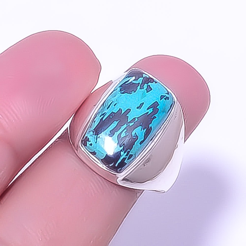 Azurite – Utah Gemstone 925 Sterling Silver Handmade Solitaire Ring s.8.5 A358