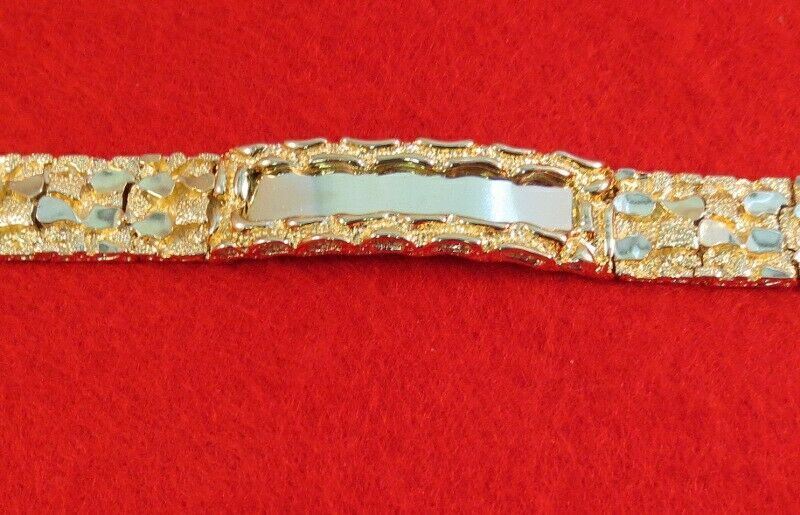 MENS 7 ,8, or 9 INCH 14KT GOLD PLATED NUGGET ID BRACELET BLING BLING IDB-100