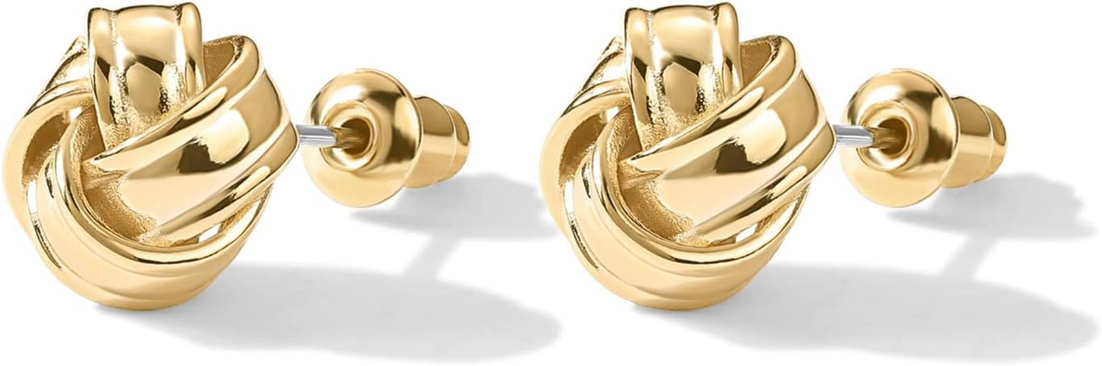 14K Gold Plated 925 Sterling Silver Post Love Knot Stud Earrings | Gold Earrings