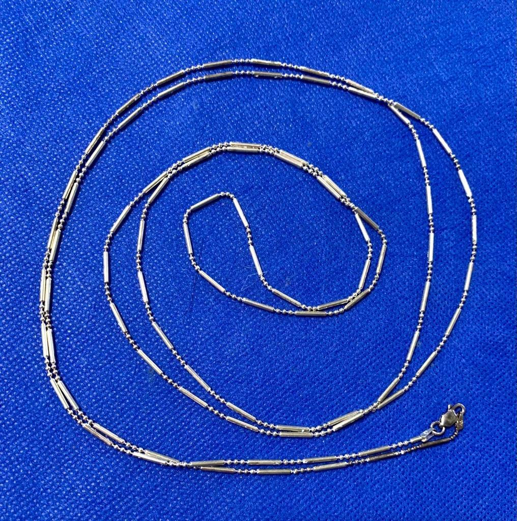 Striking IBB Signed Dot & Dash Ball Bead Sterling Silver 60″ Necklace 12.30 G.
