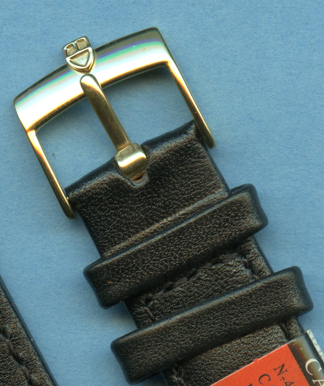 GENUINE BLACK CALF LEATHER CERVIN STRAP & 17mm 18mm 19mm & TUDOR GOLD BUCKLE