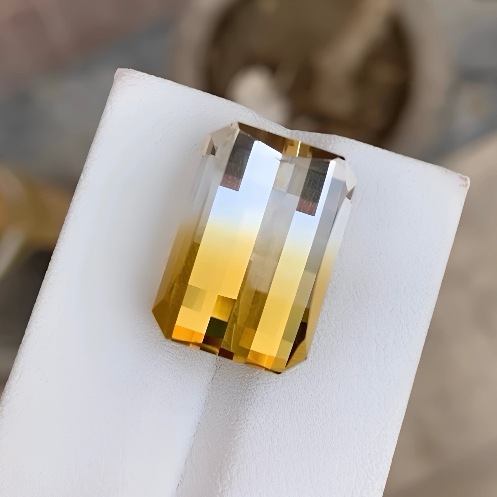 18.60 Carats Natural Bicolor Citrine Stone Pixel Bar Cut Brazilian Gemstone