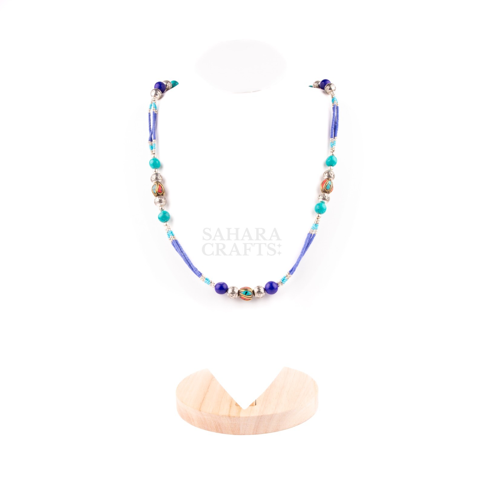 Tibetan Beaded, Turquoise Lapis Lazuli Beads, Traditional Tibetan Bead Jewelry,