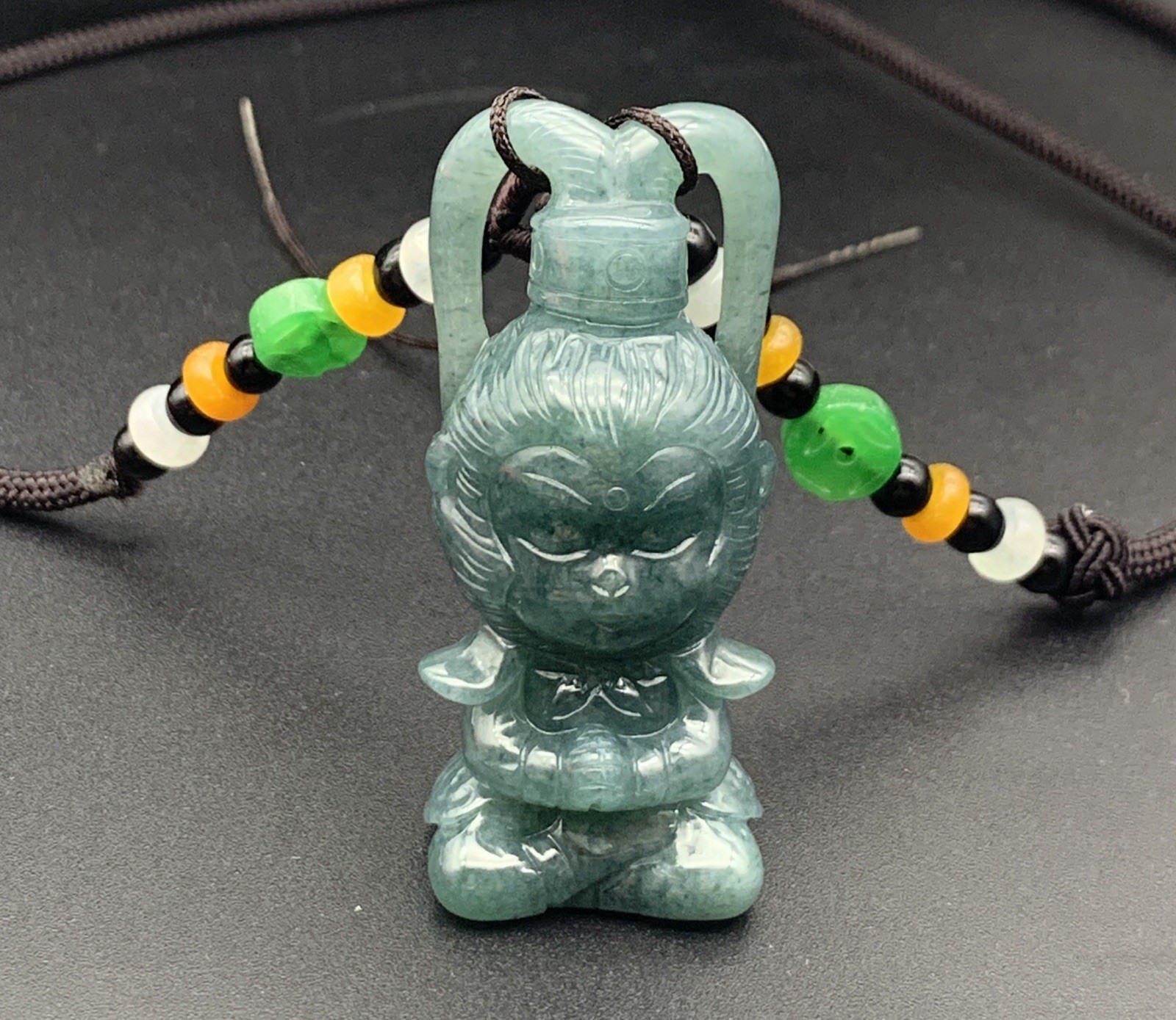 Video Certified Natural A Jade jadeite Display Cartoon Monkey Necklace 420527