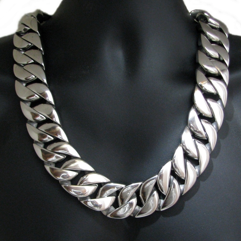 Men’s Huge 30MM Thick Chain Silver Cuban Link 316L Stainless Steel 24″ Necklace