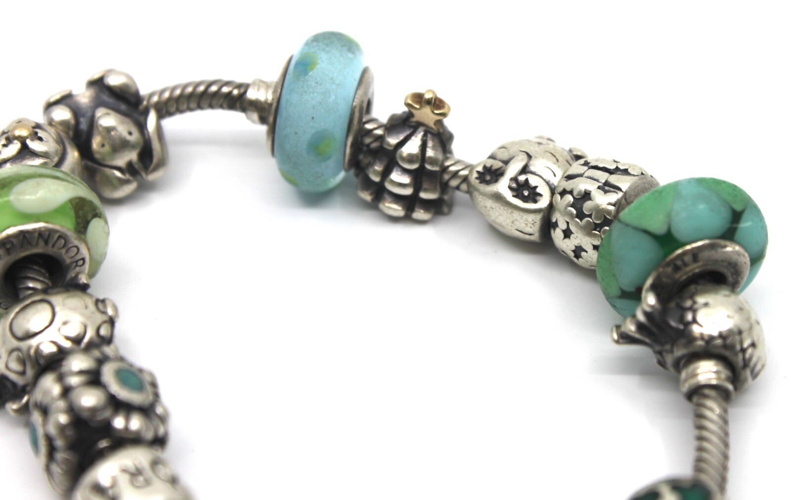 Sterling Silver Pandora 14 Charms Bracelet 7.5″inch Long