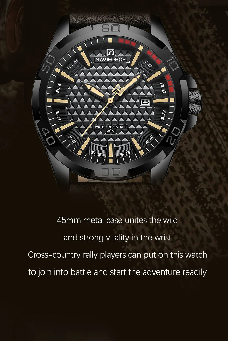 NAVIFORCE Men Casual Sport Military Quartz Calendar Wrist Watch for Man Business