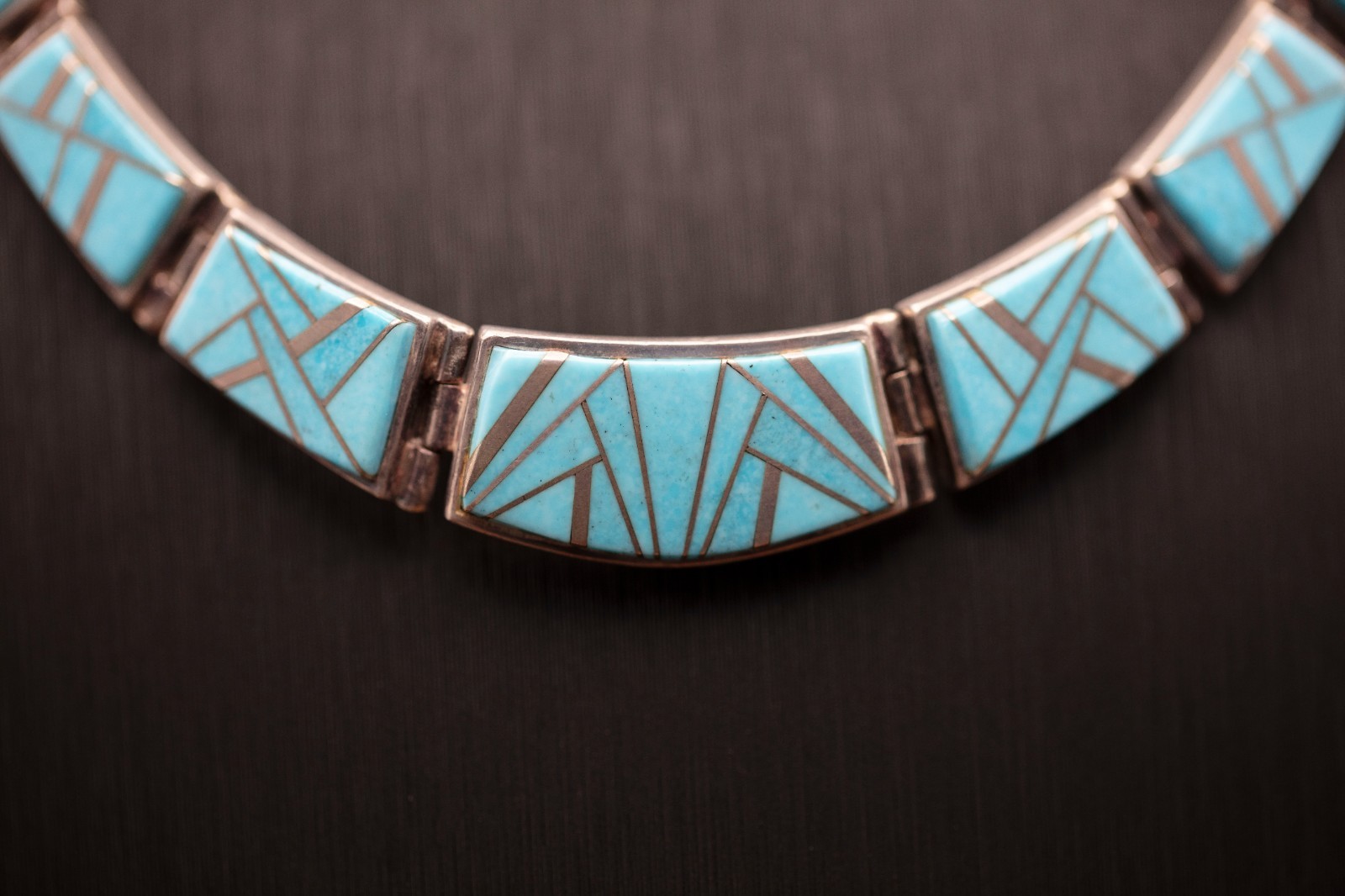 Touch of Santa Fe Turquoise Inlay Bar Necklace (Artist: Pam Daniels)