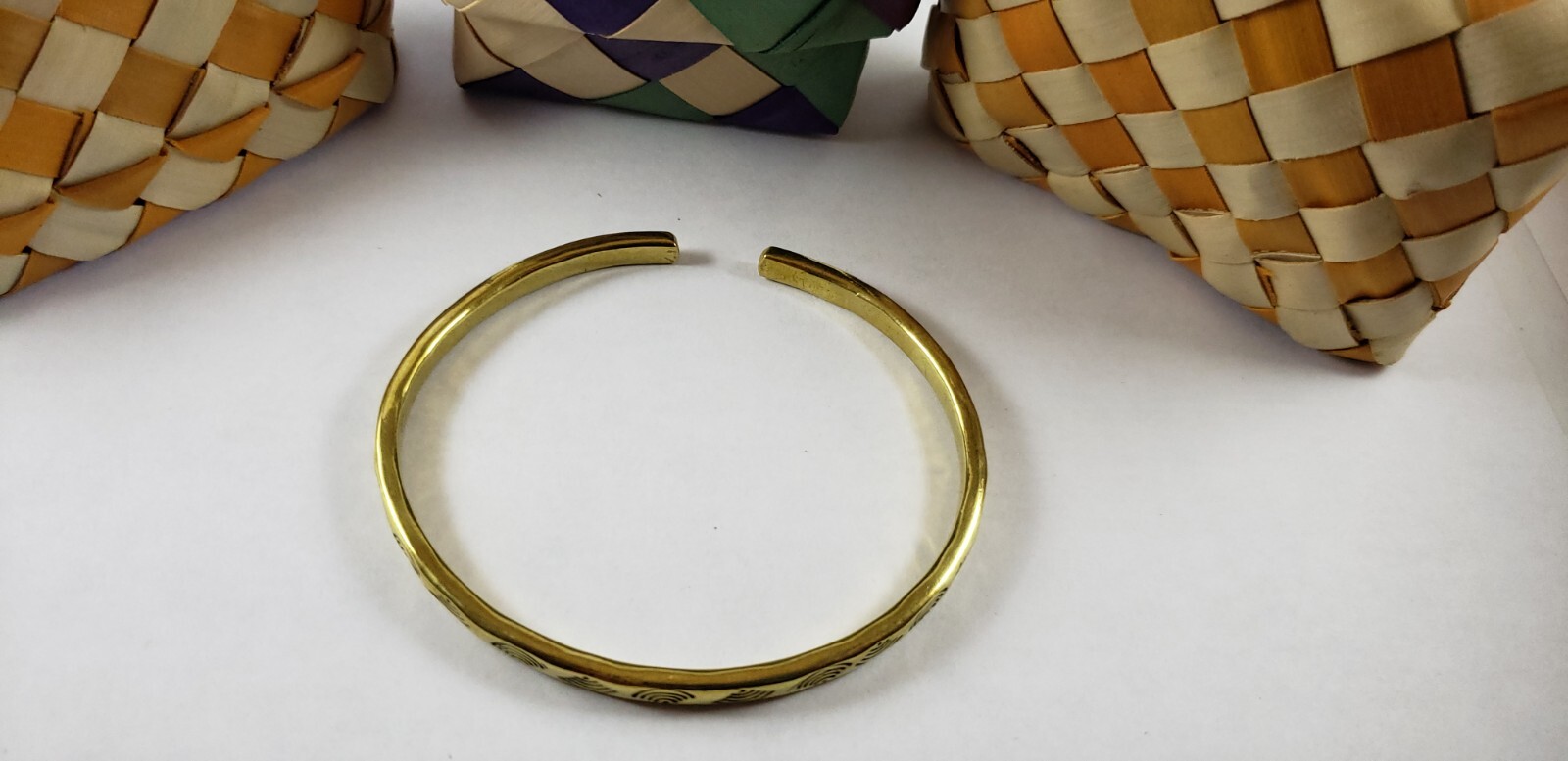 Handmade Southeast Asia Cambodia Ethnic Small Waves Brass bracelet jewelry