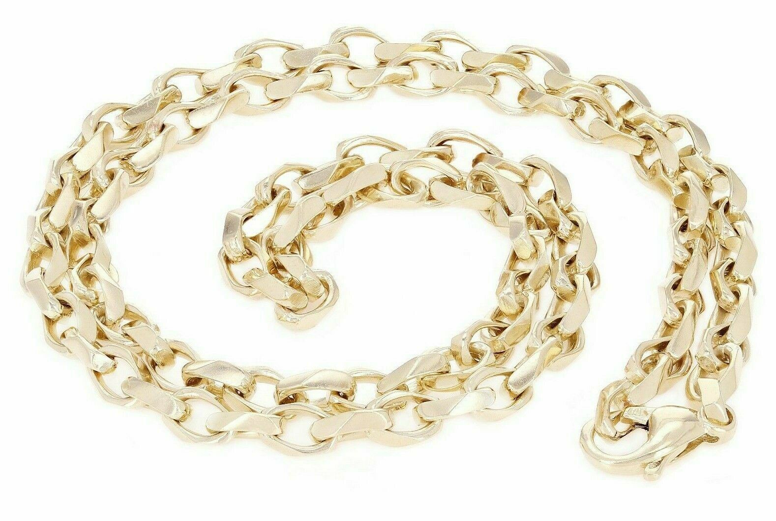 14k Yellow Gold Solid Handmade Beveled Anchor Chain Necklace 20″ 6.7mm 68.5 gram