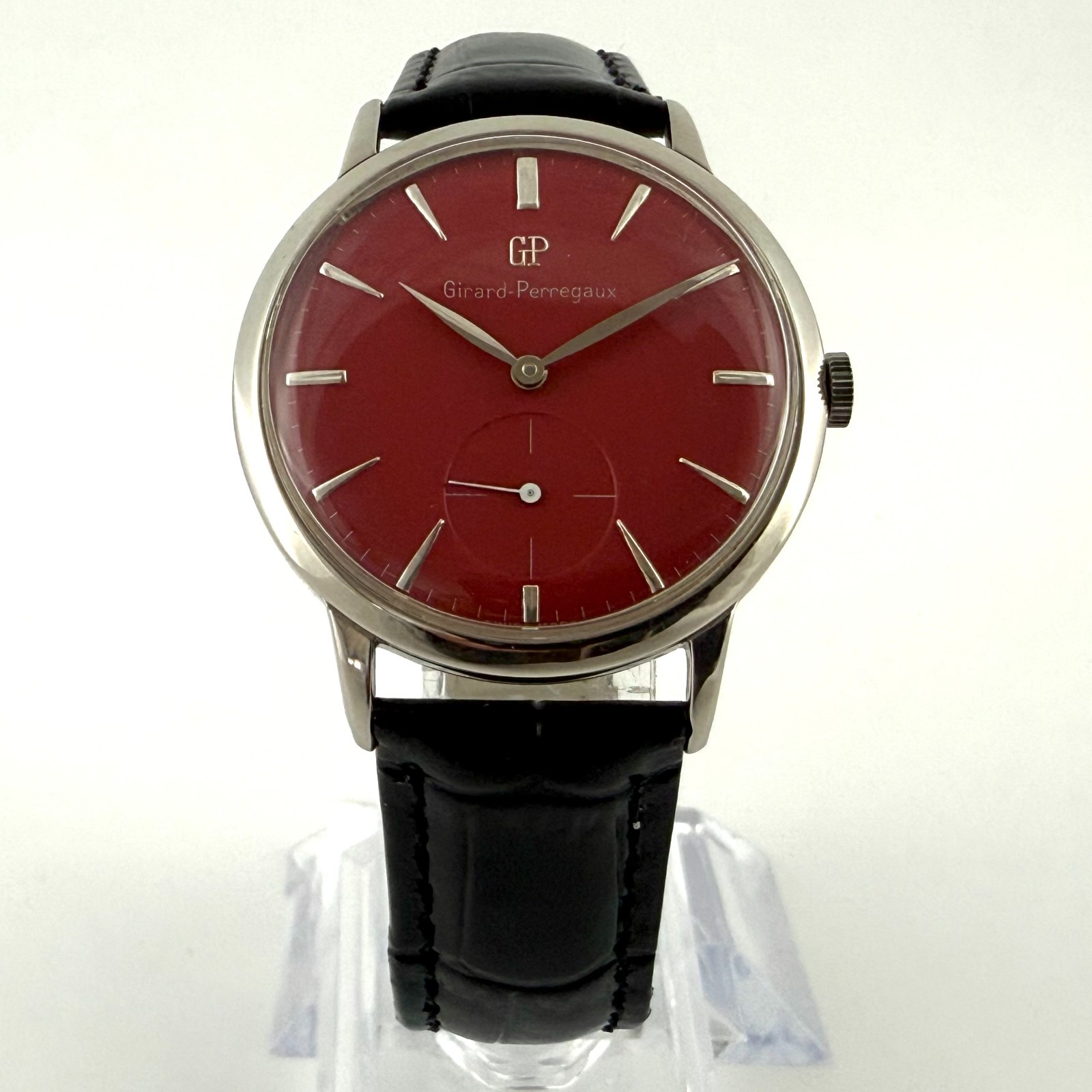 SWISS OVERSEIZED GIRARD PERREGAUX NICE BURGUNDY DIAL MANUAL WIND SWISS WATCH