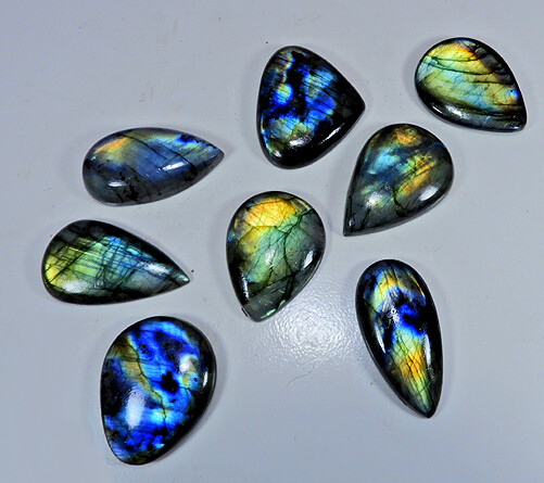 NATURAL MULTI LABRADORITE PEAR SHAPE CABOCHON LOOSE GEMSTONE WHOLESALE LOT vH728