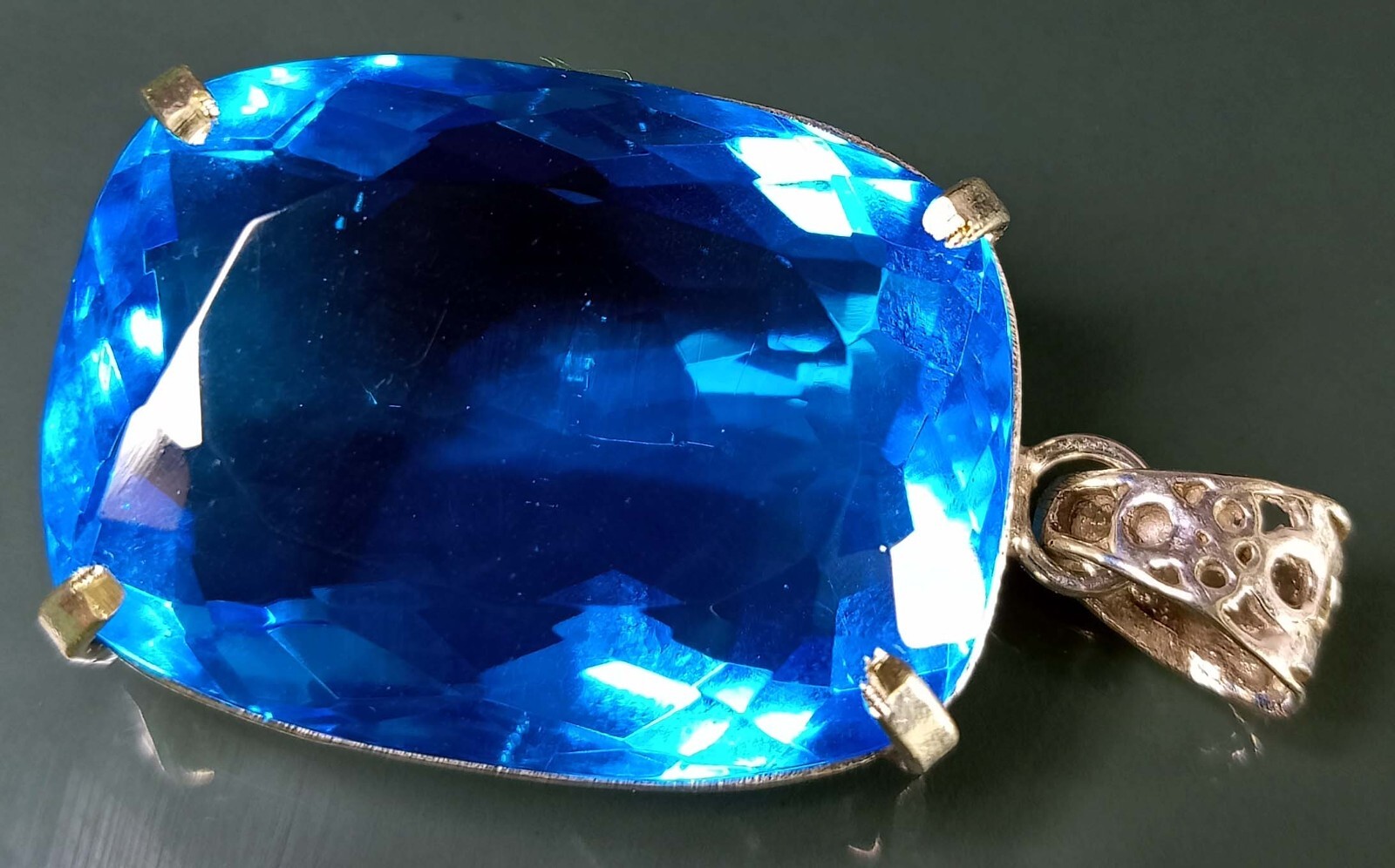 Blue Topaz Pendant Cushion Cut 96.95 Ct Natural Gemstone EGL Certified PD014