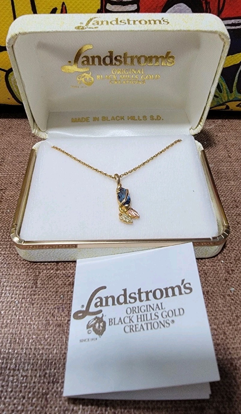 Landstrom’s Black Hills 10K Gold Genuine Sapphire Pendant & Necklace