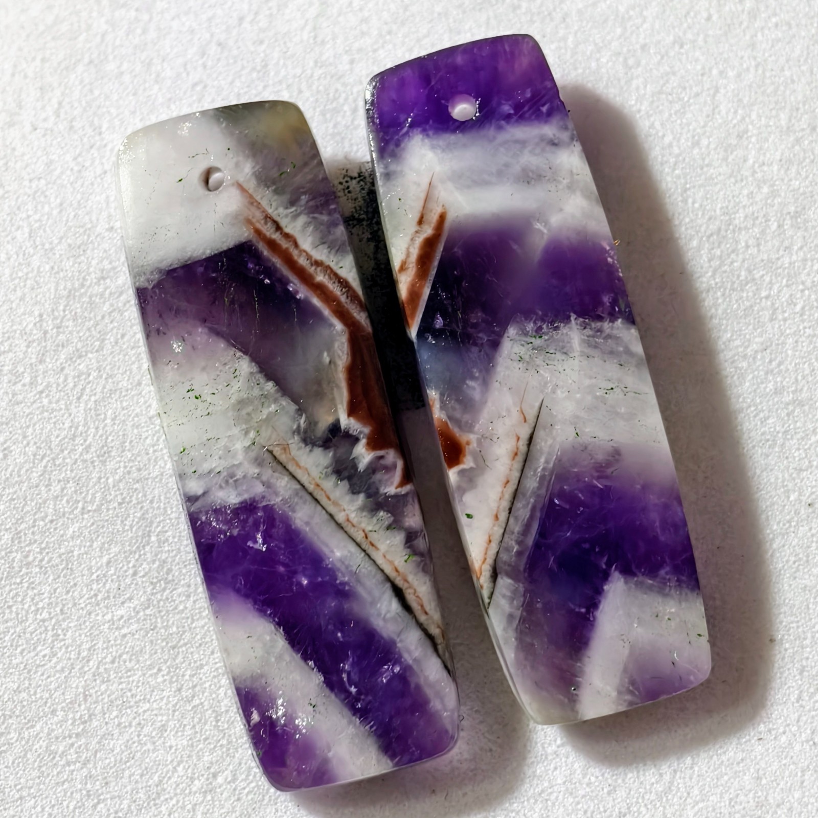 33 Cts Natural Amethyst Drilled Pair Cabochon Gemstone For Earrings 32.8X10.8 MM